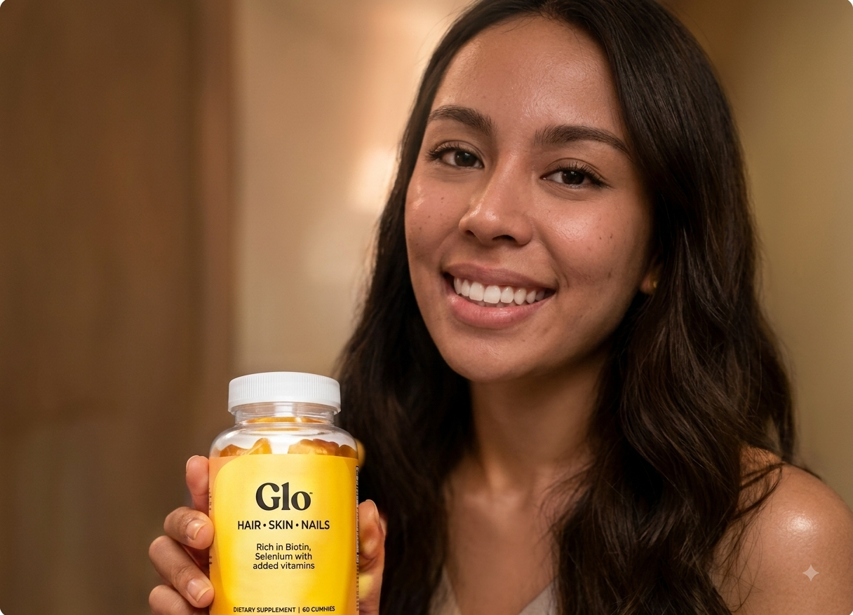 Customer review photo holding Glo jar